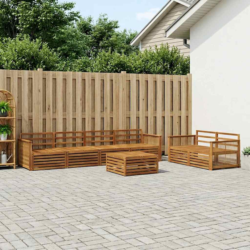 Buiten bankenset 7 pcs Naturel Massief Acaciahout – afbeelding 1