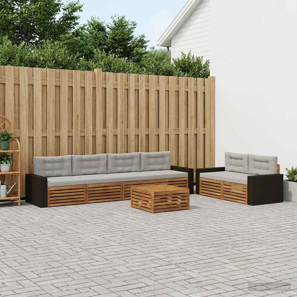 Buiten bankenset 7 pcs Naturel en lichtgrijs Polyester – afbeelding 1