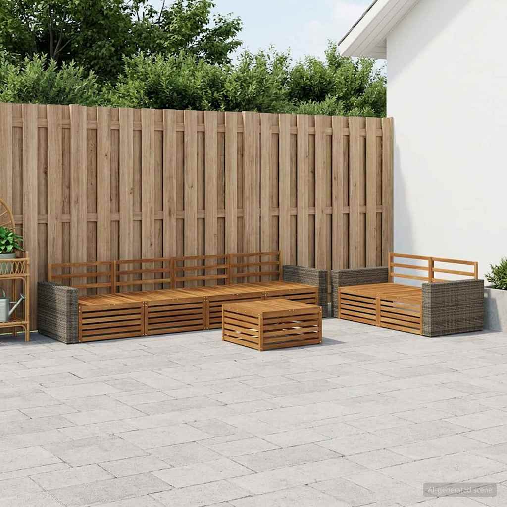 Buiten bankenset 7 pcs Naturel Massief Acaciahout