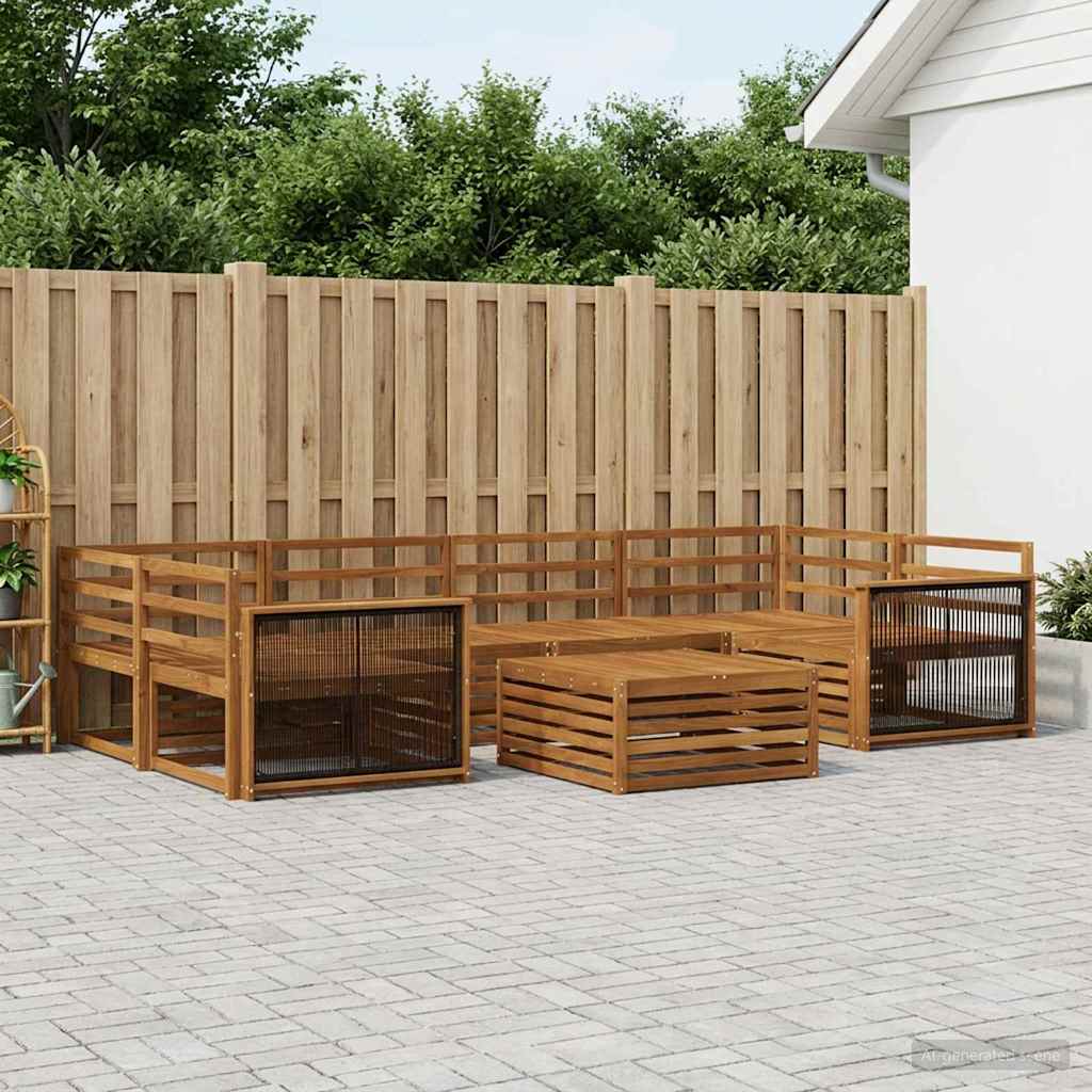 Buiten bankenset 7 pcs Naturel Massief Acaciahout