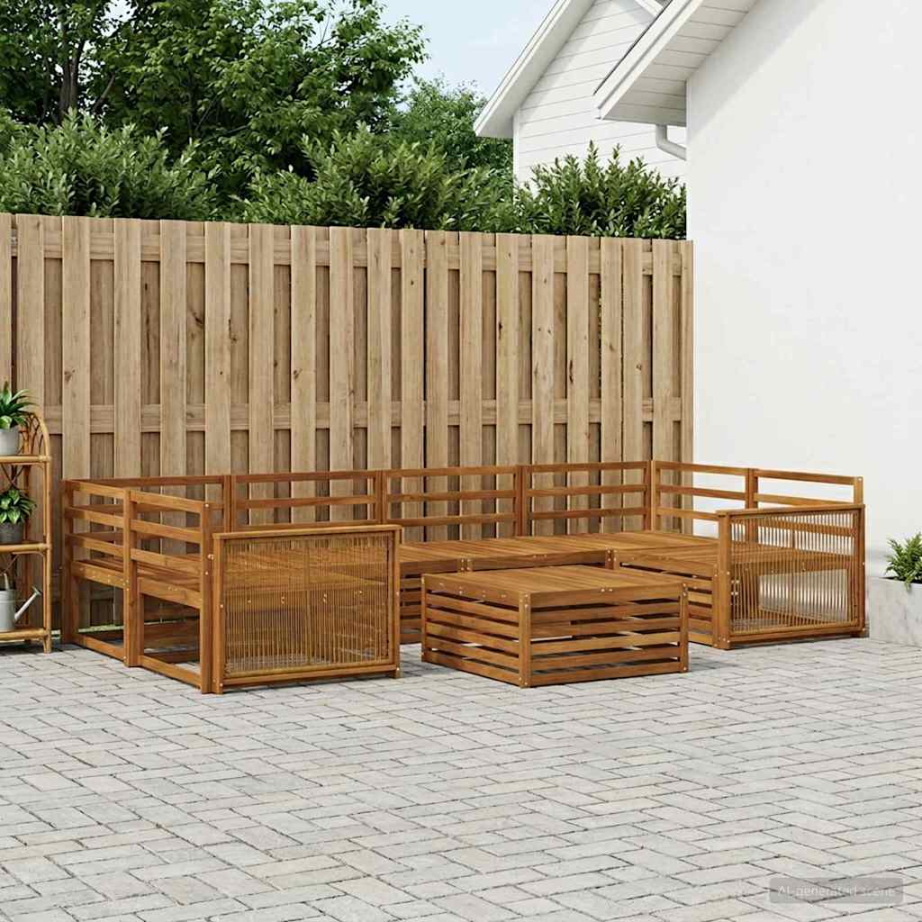 Buiten bankenset 7 pcs Naturel Massief Acaciahout – afbeelding 1