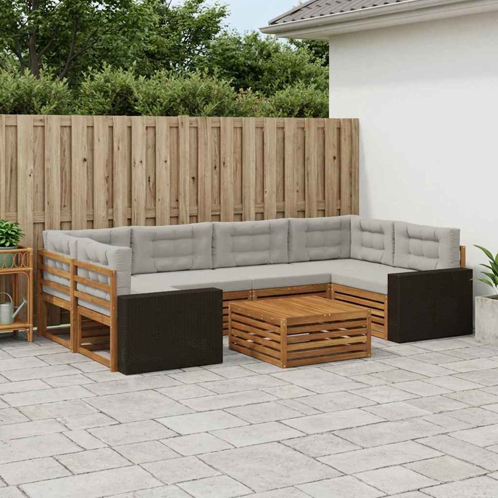 Buiten bankenset 7 pcs Naturel en lichtgrijs Polyester