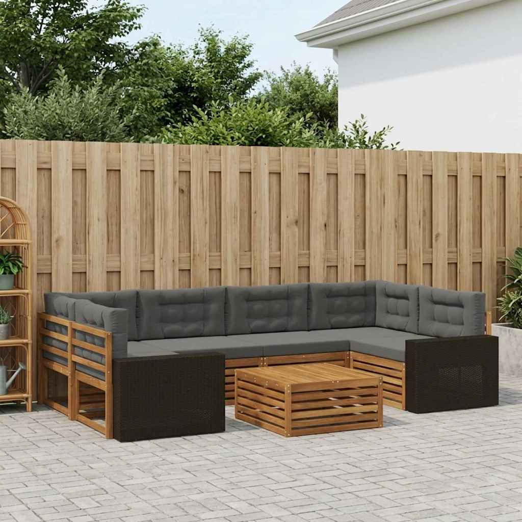 Buiten bankenset 7 pcs Natuurlijk en Antraciet Polyester