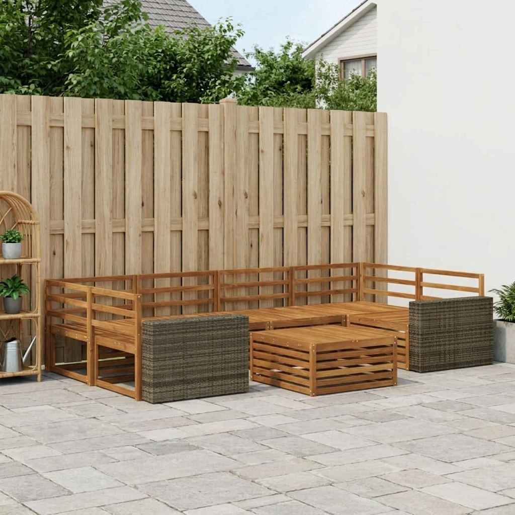 Buiten bankenset 7 pcs Naturel Massief Acaciahout – afbeelding 1
