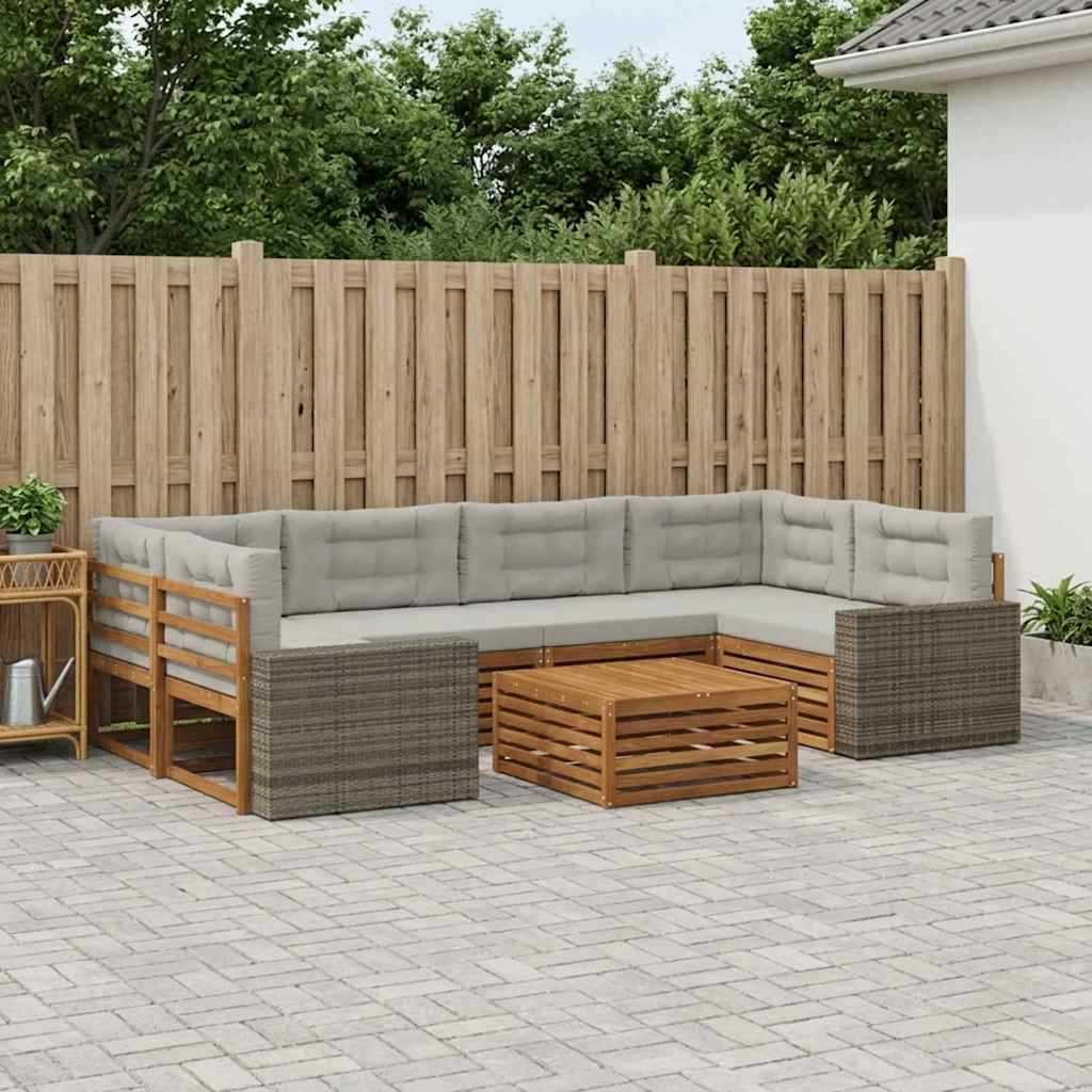 Buiten bankenset 7 pcs Naturel en lichtgrijs Polyester