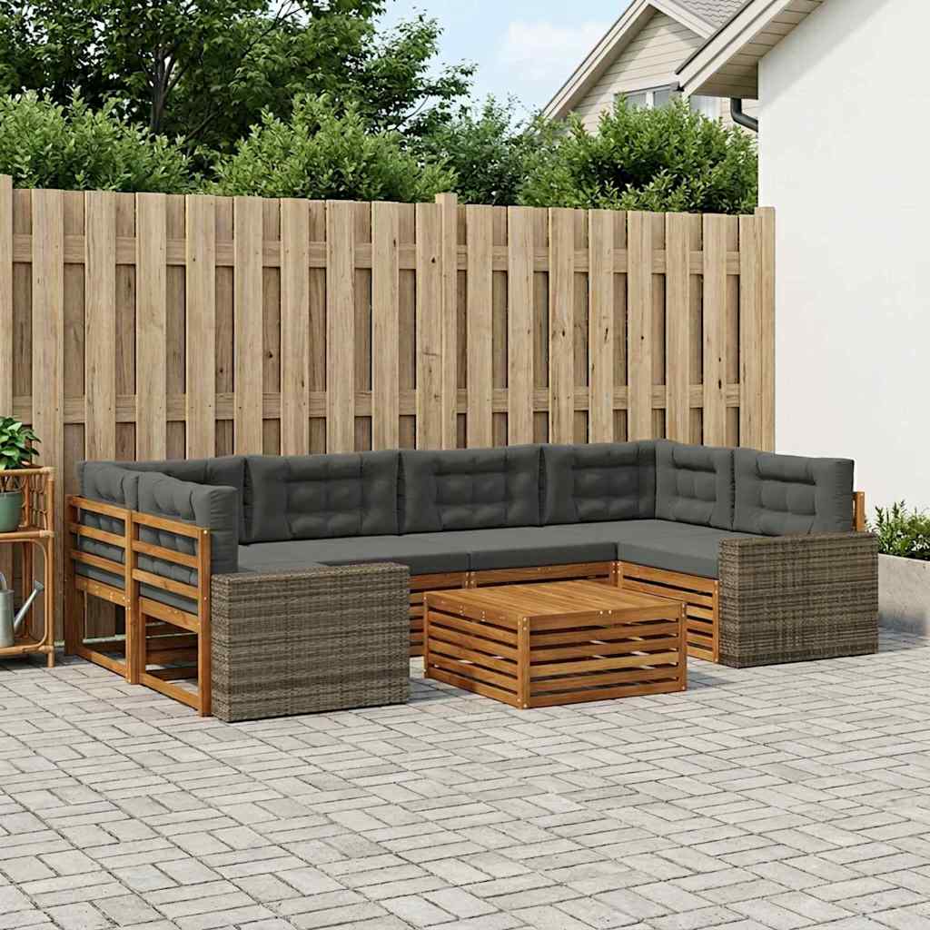 Buiten bankenset 7 pcs Natuurlijk en Antraciet Polyester