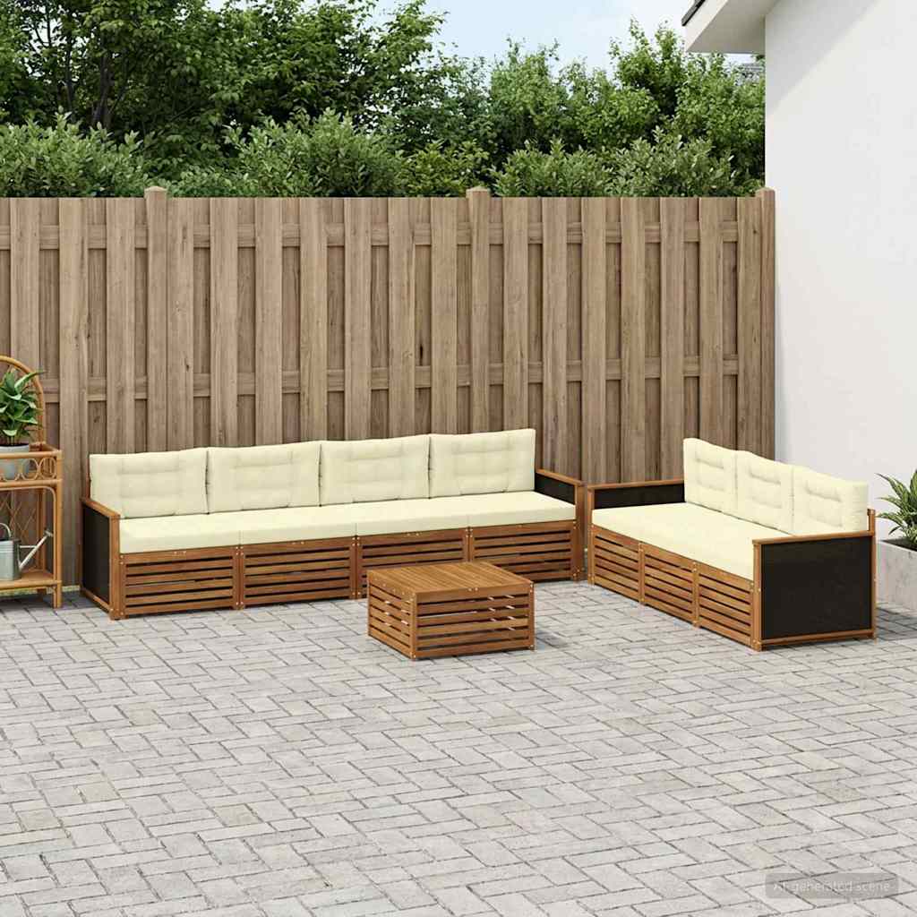 Buiten bankenset 8 pcs Natuurlijk en Crème 79 x 79 x 37 cm