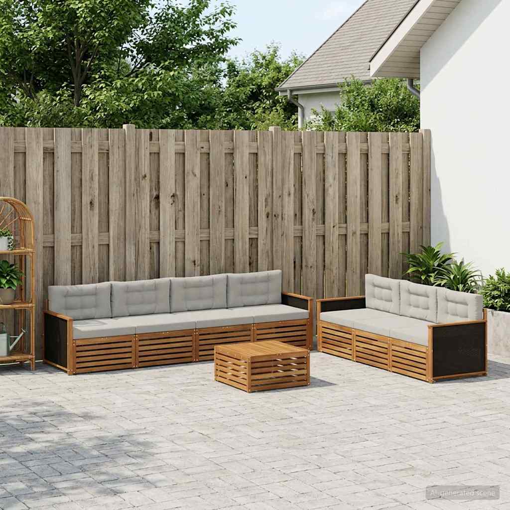 Buiten bankenset 8 pcs Naturel en lichtgrijs 79 x 79 x 37 cm – afbeelding 1