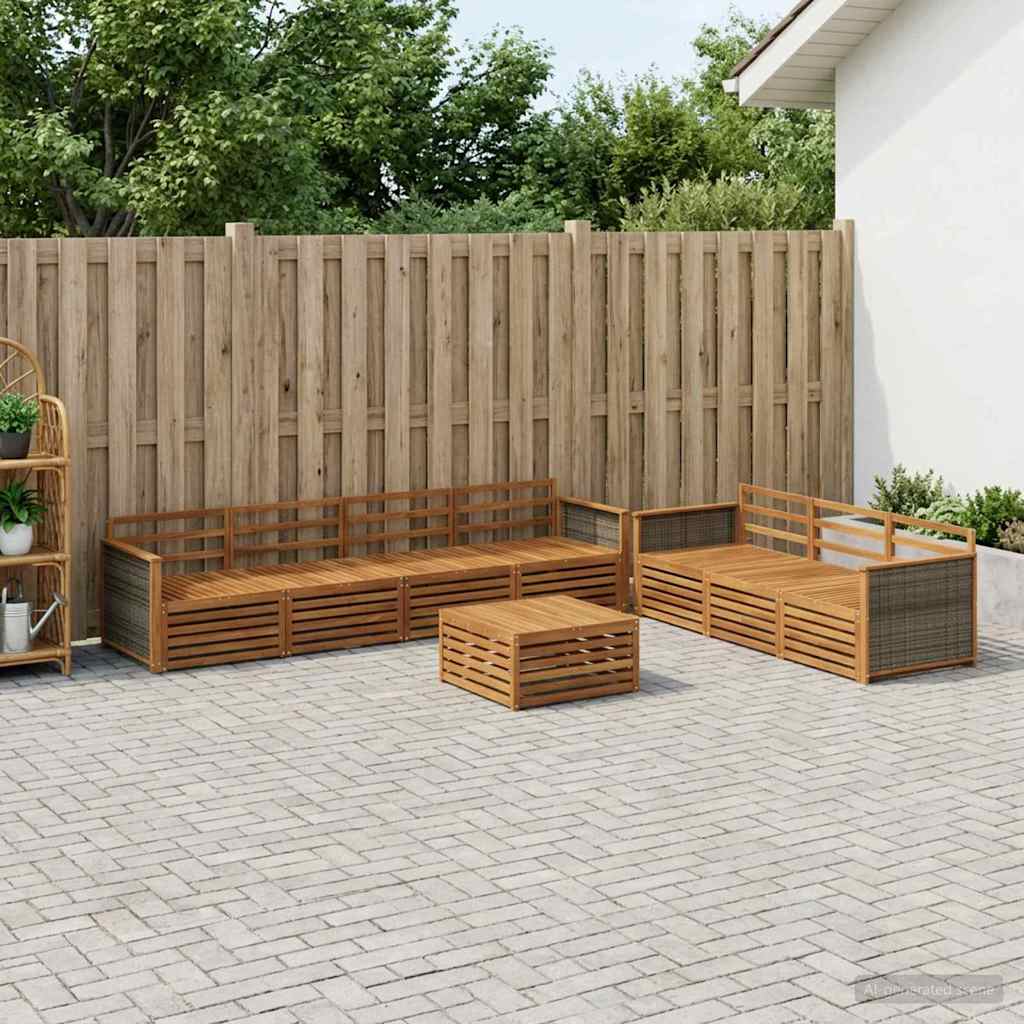 Buiten bankenset 8 pcs Naturel Massief Acaciahout – afbeelding 1