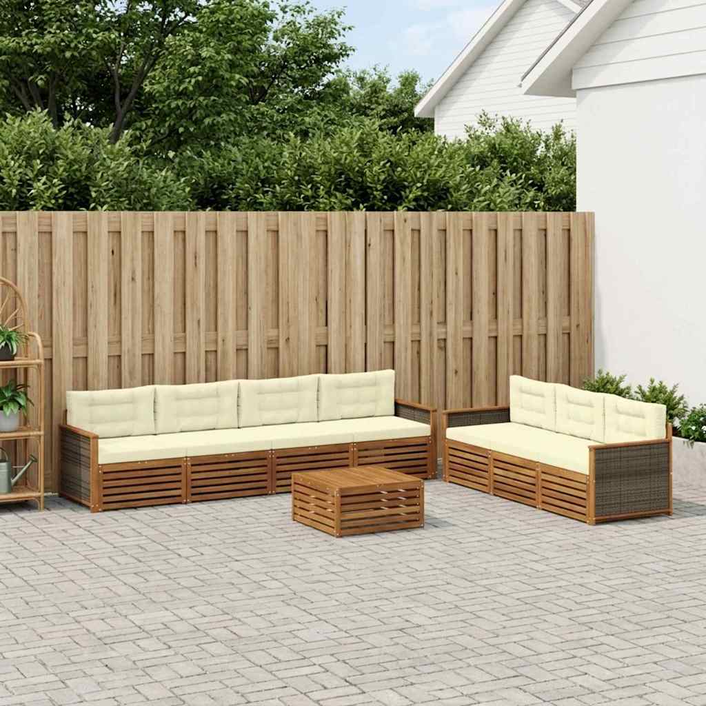 Buiten bankenset met kussen 8 pcs Natuurlijk en Crème