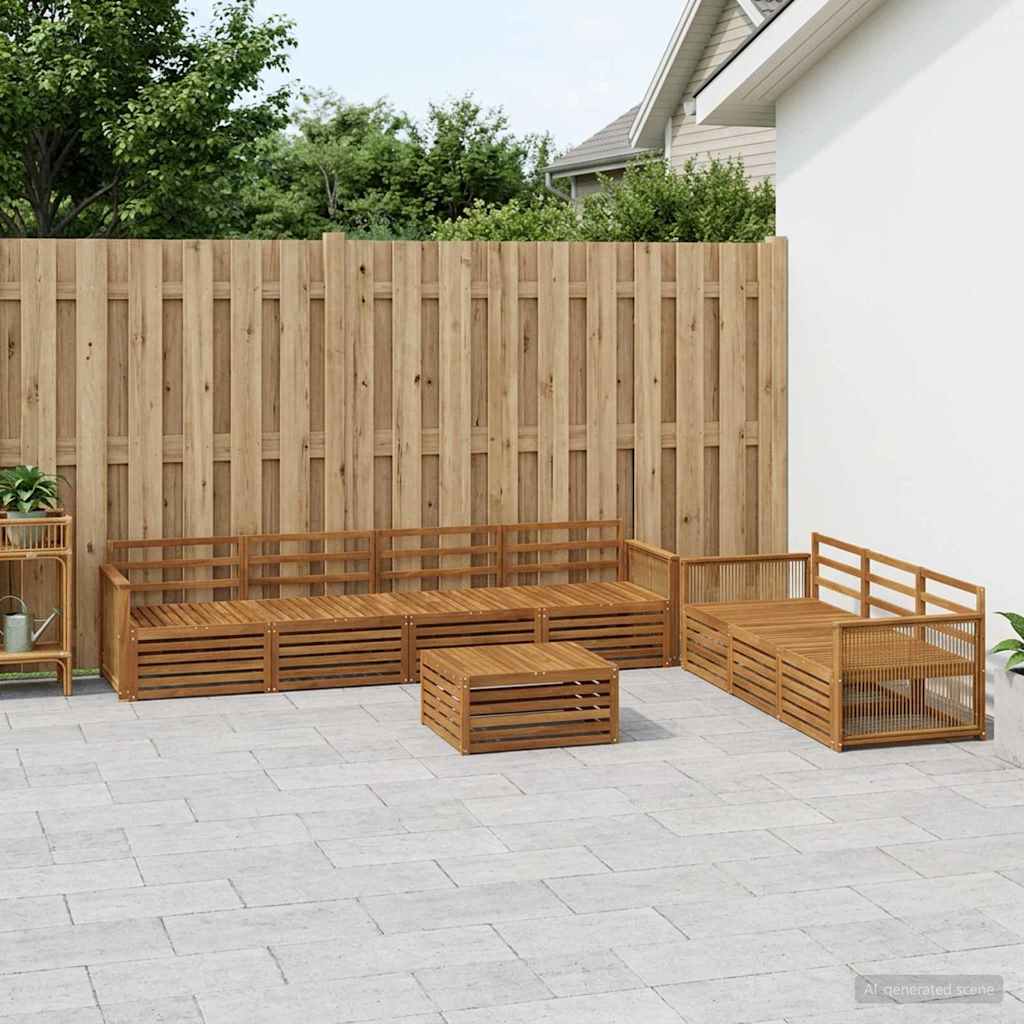 Buiten bankenset 8 pcs Naturel Massief Acaciahout – afbeelding 1