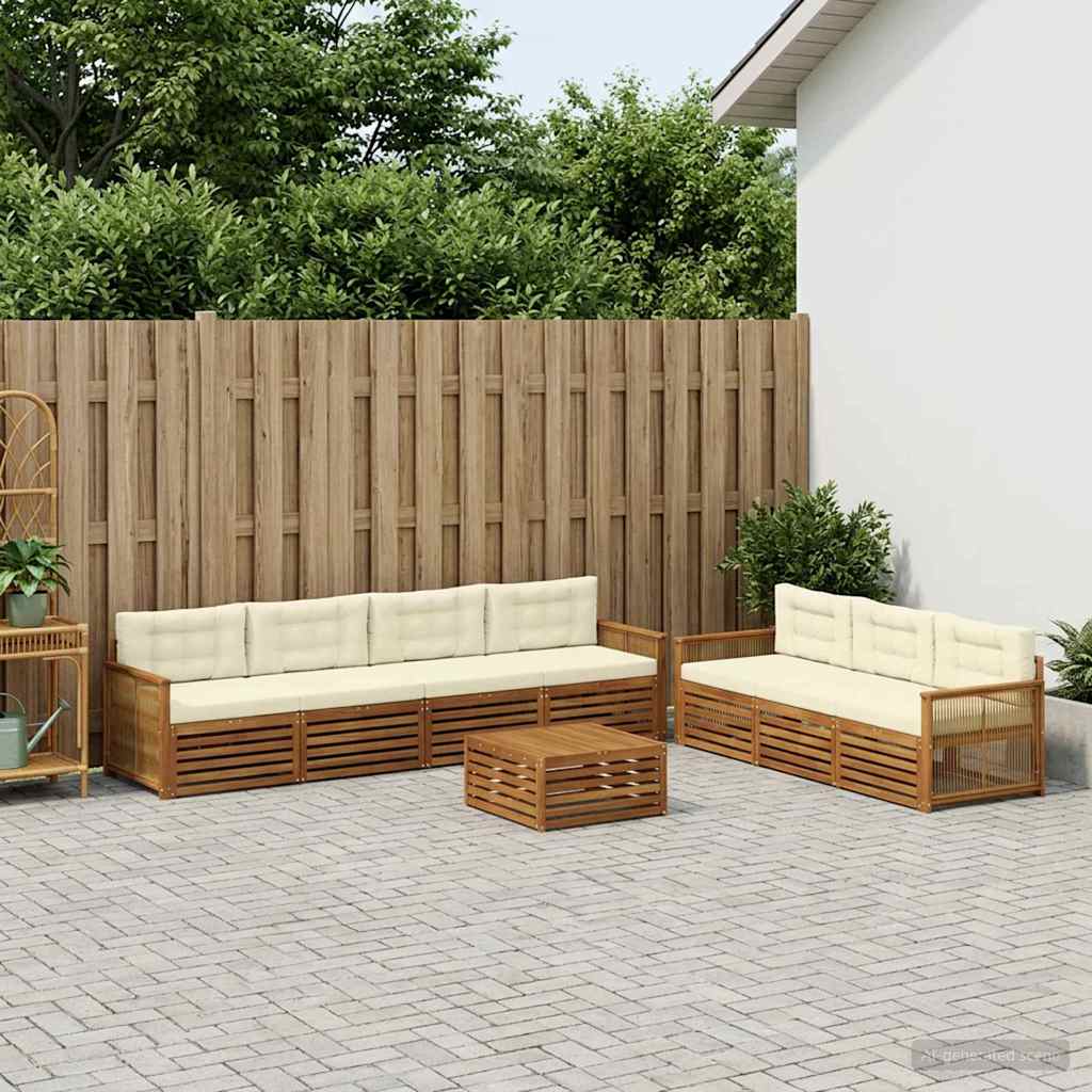 Buiten bankenset met kussen 8 pcs Natuurlijk en Crème – afbeelding 1