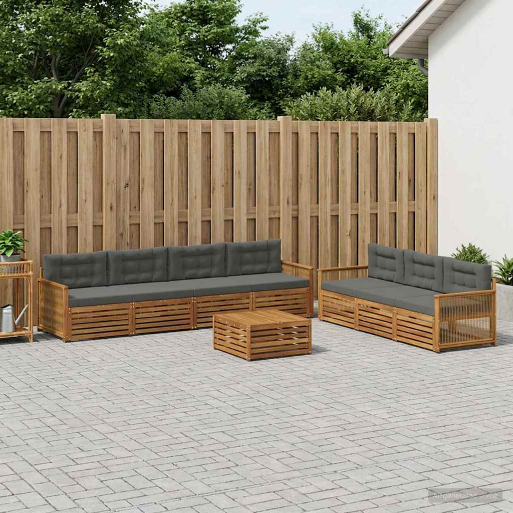 Buiten bankenset met kussen 8 pcs Natuurlijk en Antraciet – afbeelding 1