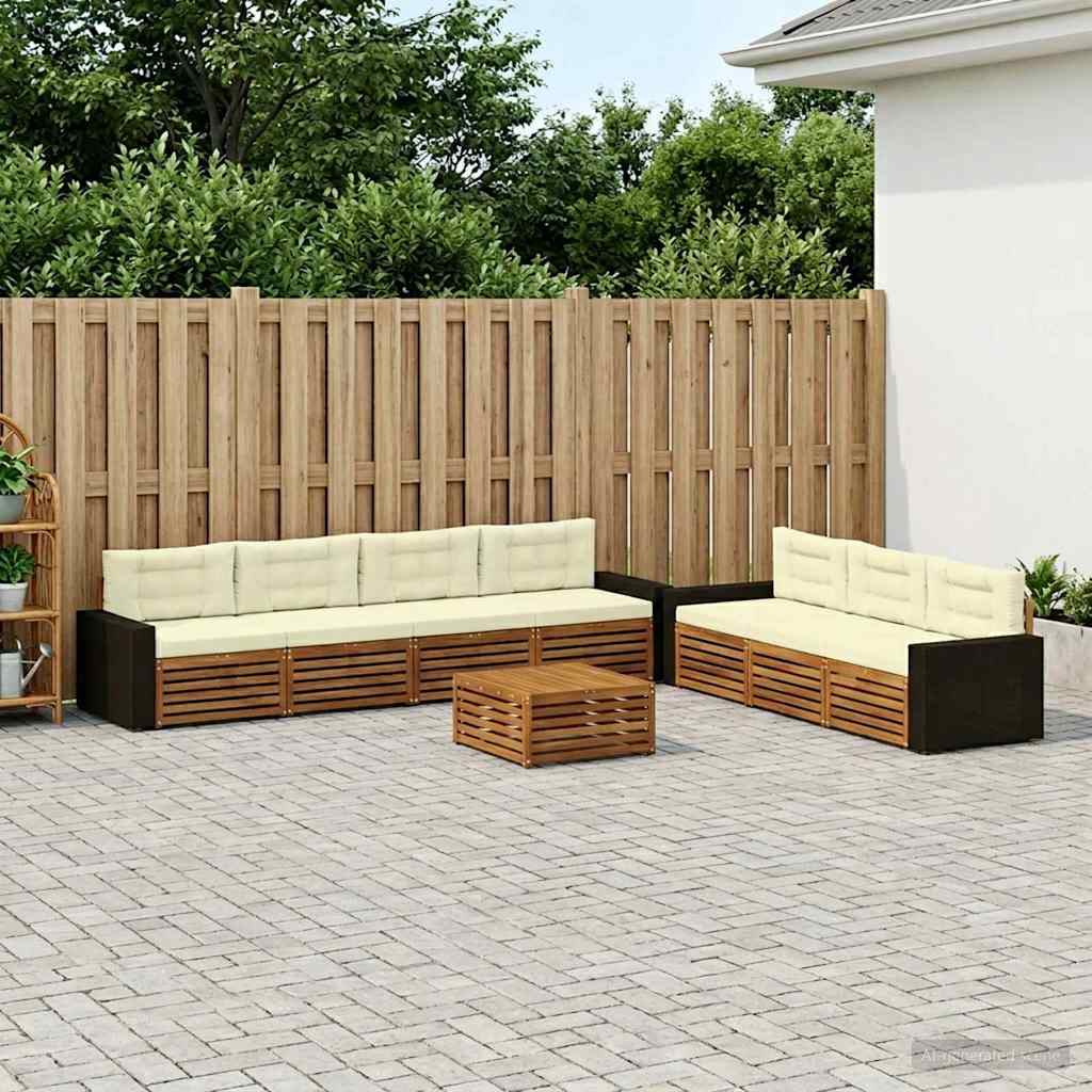 Buiten bankenset 8 pcs Natuurlijk en Crème 79 x 79 x 37 cm – afbeelding 1