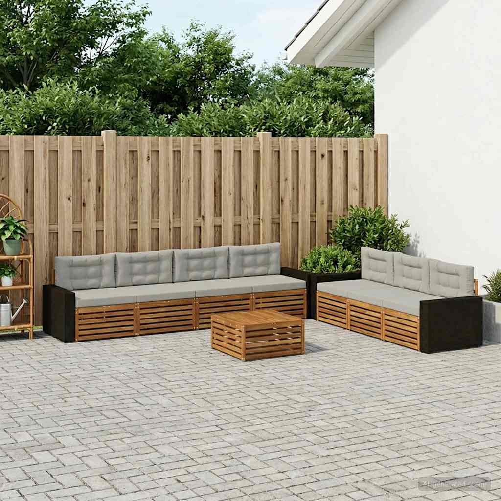 Buiten bankenset 8 pcs Naturel en lichtgrijs 79 x 79 x 37 cm