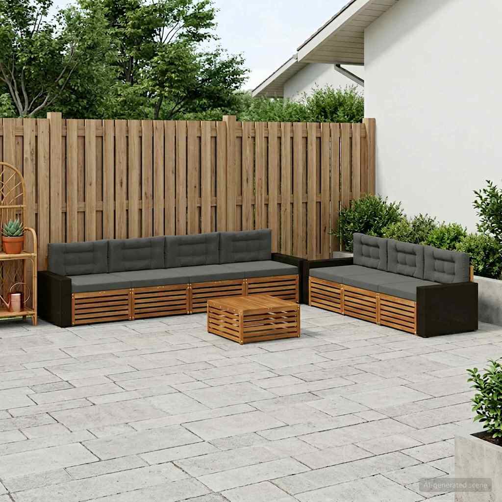 Buiten bankenset 8 pcs Natuurlijk en Antraciet 79 x 79 x 37 cm – afbeelding 1