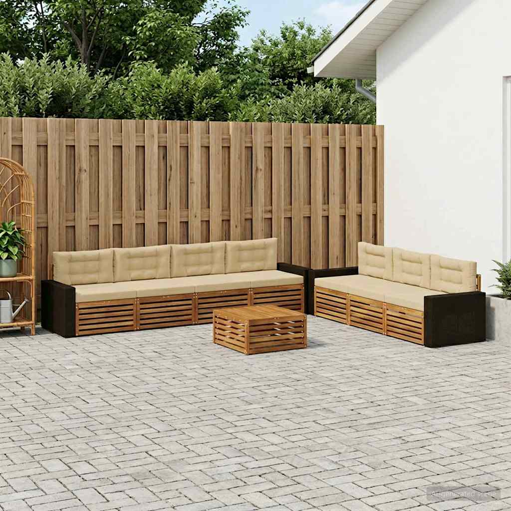 Buiten bankenset 8 pcs Natuurlijk en Beige 79 x 79 x 37 cm