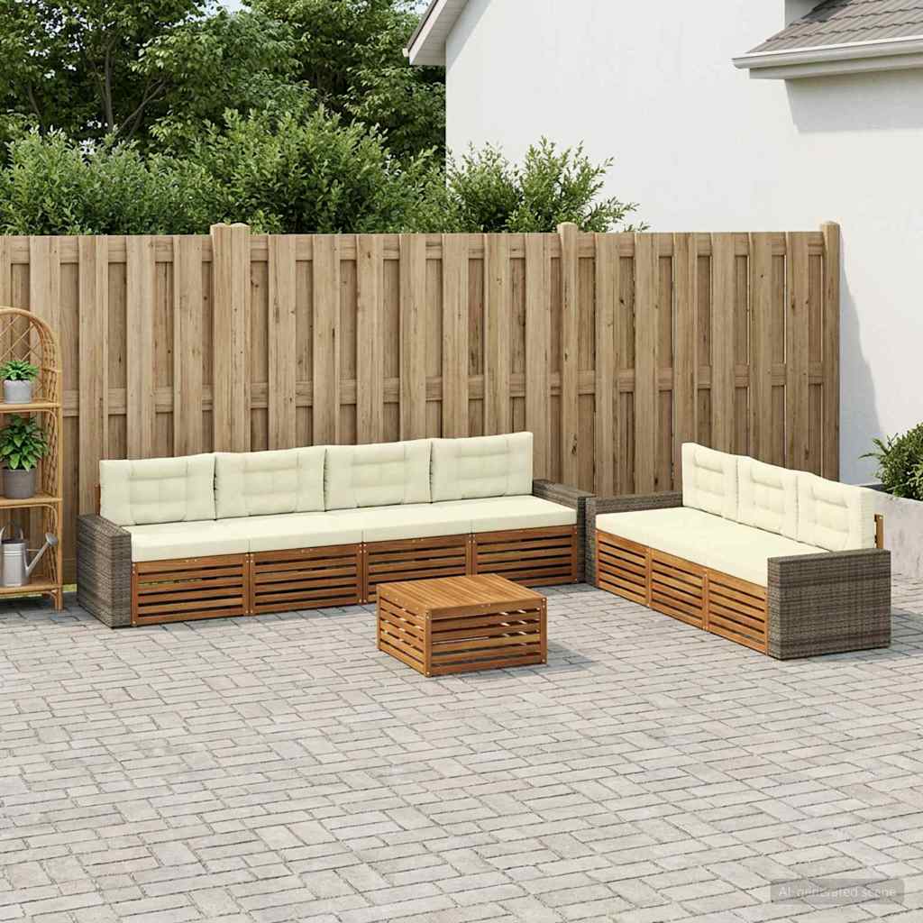 Buiten bankenset 8 pcs Natuurlijk en Crème 79 x 79 x 37 cm
