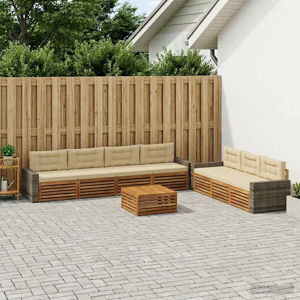 Buiten bankenset 8 pcs Natuurlijk en Beige 79 x 79 x 37 cm – afbeelding 1