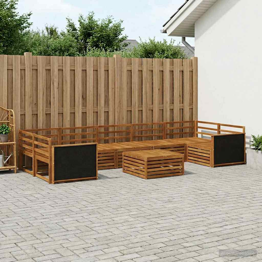 Buiten bankenset 8 pcs Naturel Massief Acaciahout