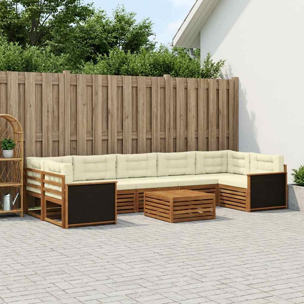 Buiten bankenset 8 pcs Natuurlijk en Crème – afbeelding 1