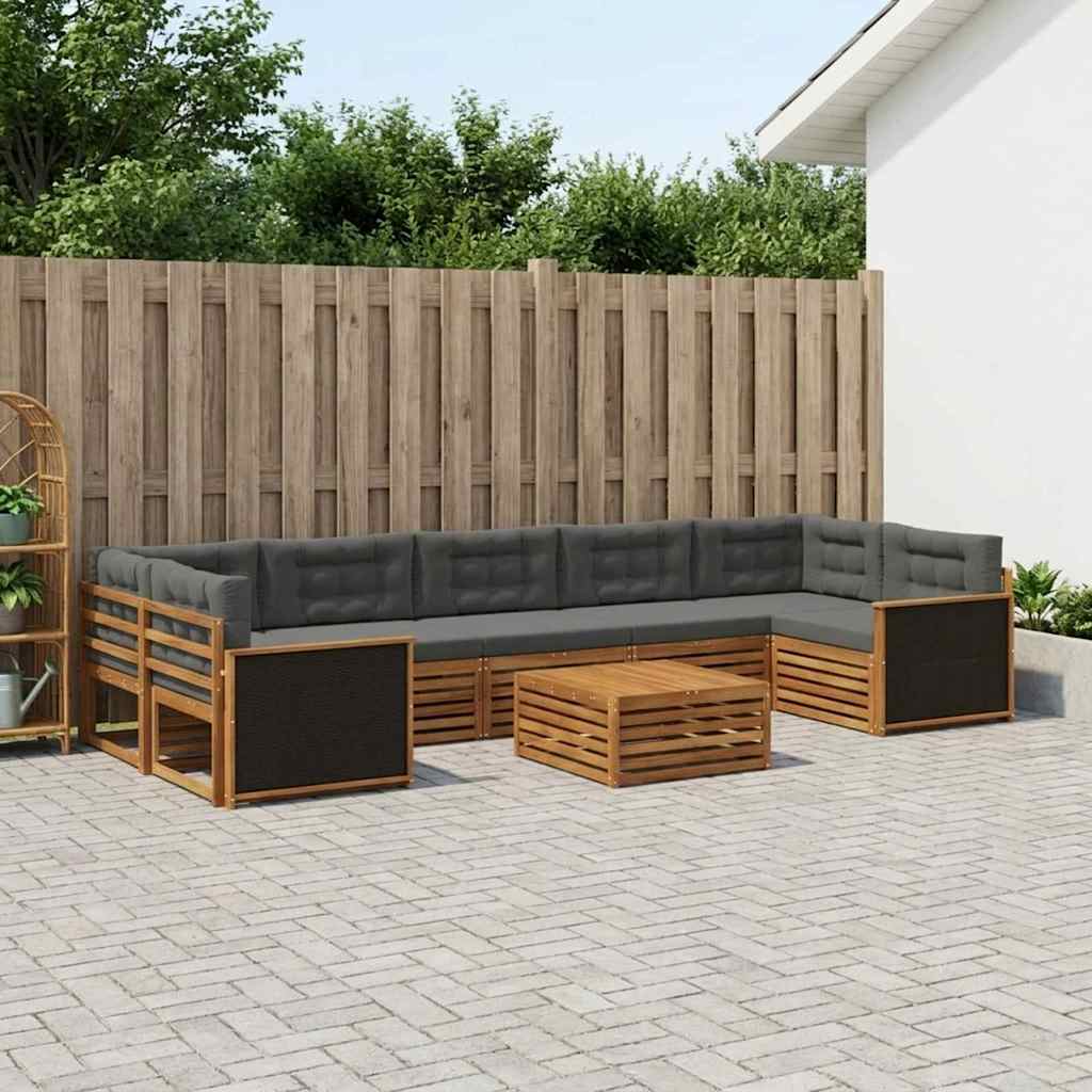 Buiten bankenset 8 pcs Natuurlijk en Antraciet