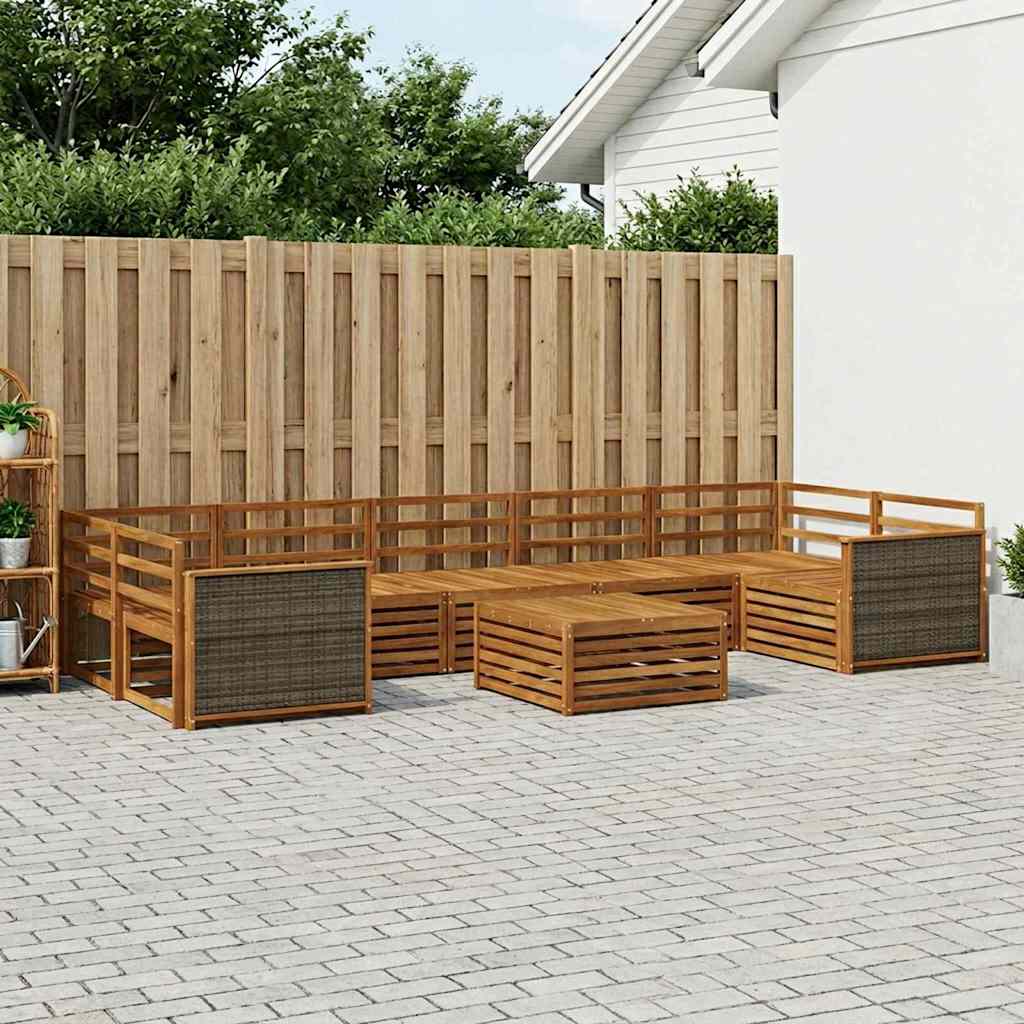 Buiten bankenset 8 pcs Naturel Massief Acaciahout