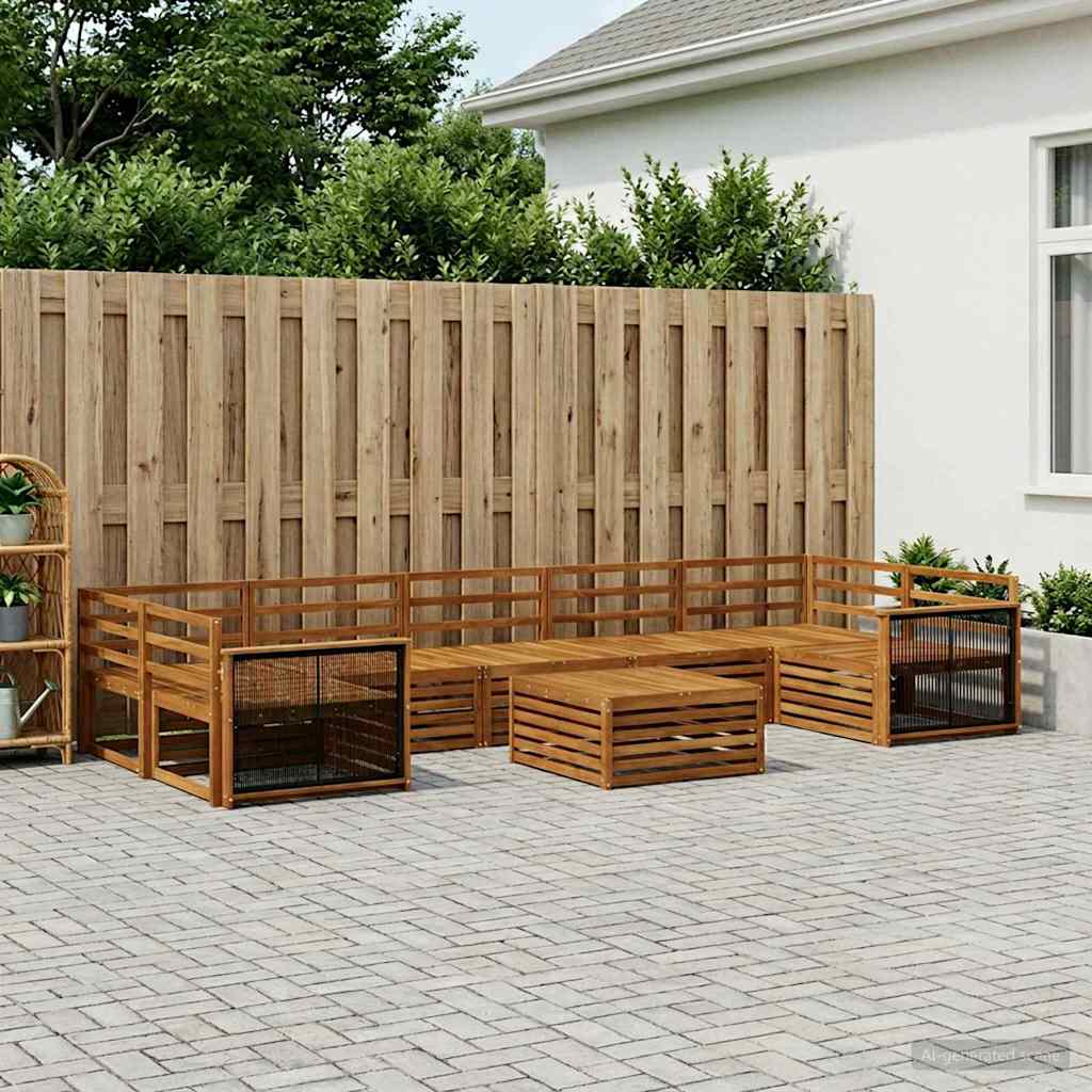 Buiten bankenset 8 pcs Naturel Massief Acaciahout