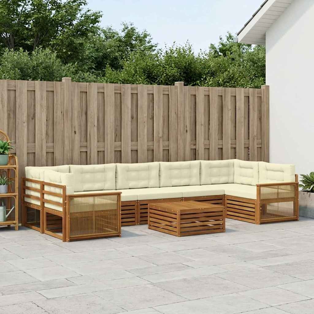 Buiten bankenset met kussen 8 pcs Natuurlijk en Crème