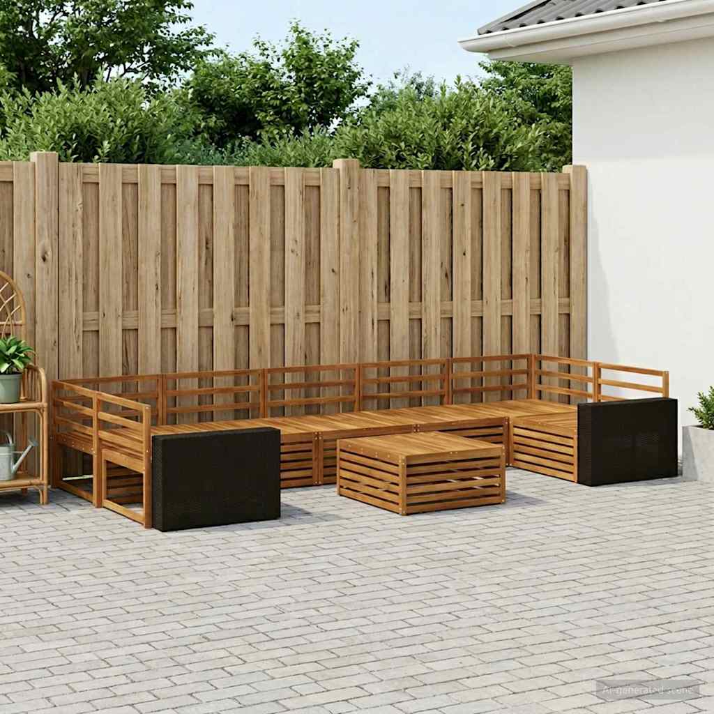 Buiten bankenset 8 pcs Naturel Massief Acaciahout