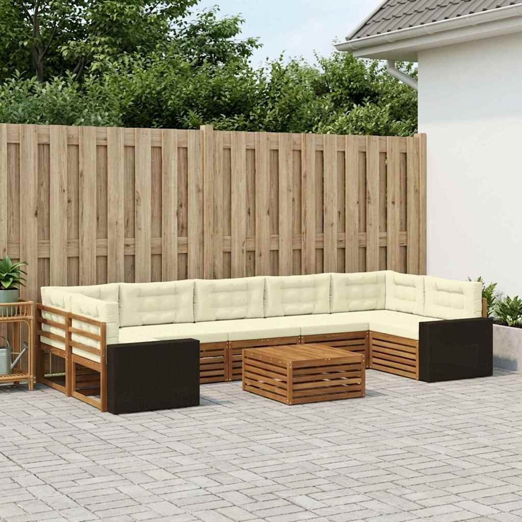 Buiten bankenset 8 pcs Natuurlijk en Crème