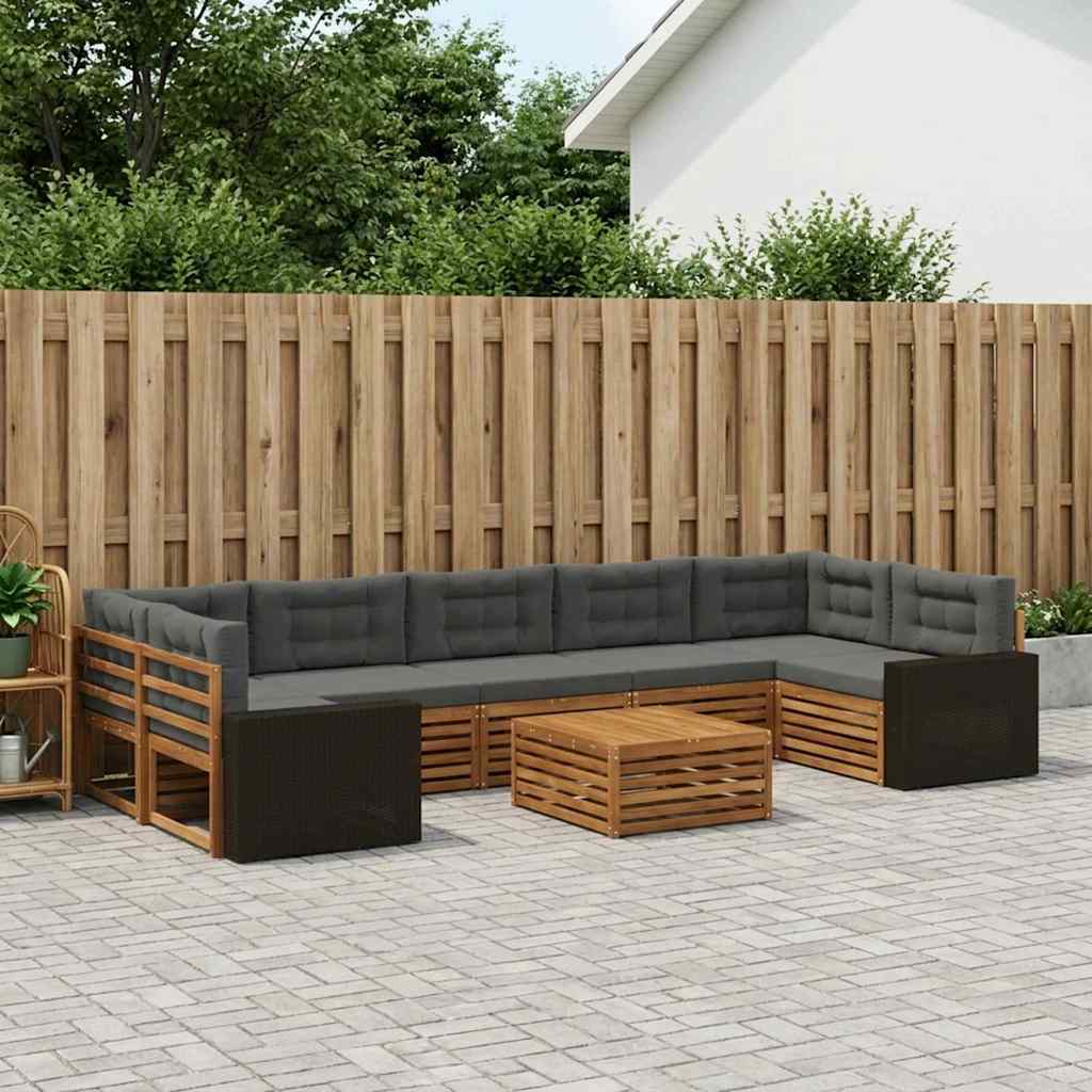Buiten bankenset 8 pcs Natuurlijk en Antraciet – afbeelding 1