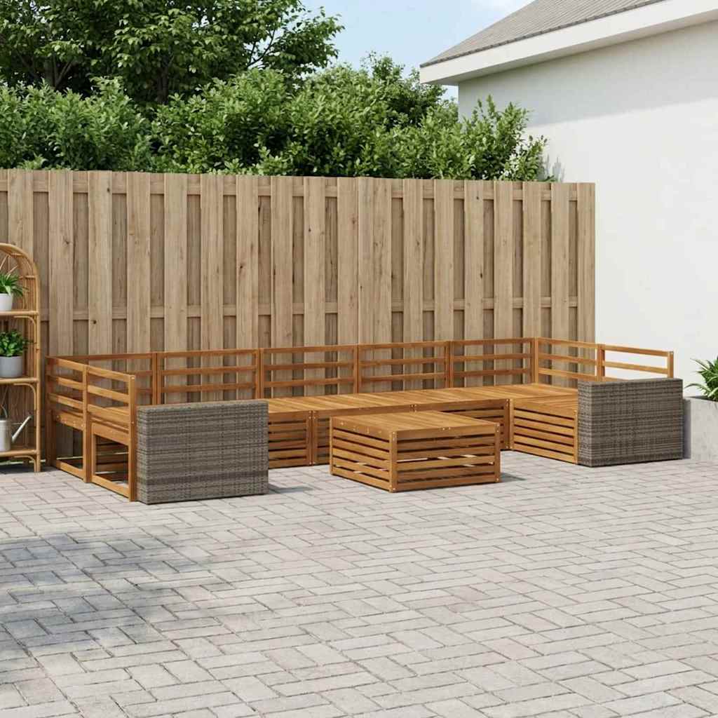 Buiten bankenset 8 pcs Naturel Massief Acaciahout – afbeelding 1