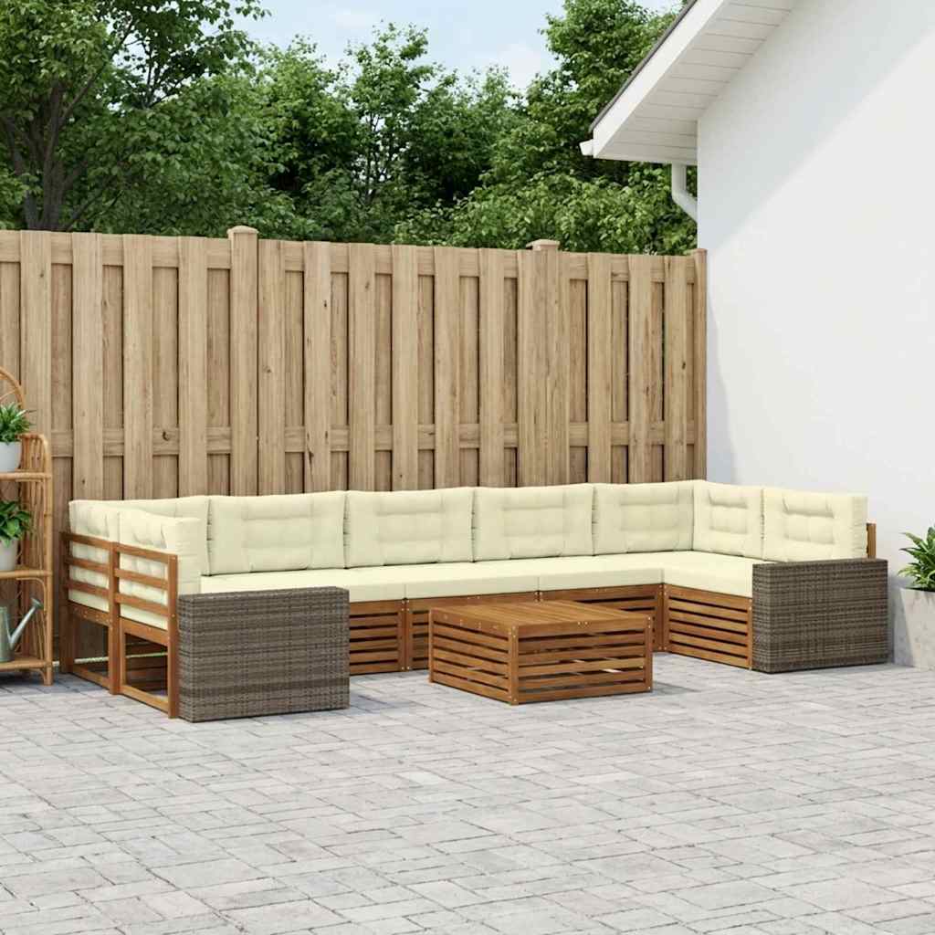 Buiten bankenset 8 pcs Natuurlijk en Crème – afbeelding 1
