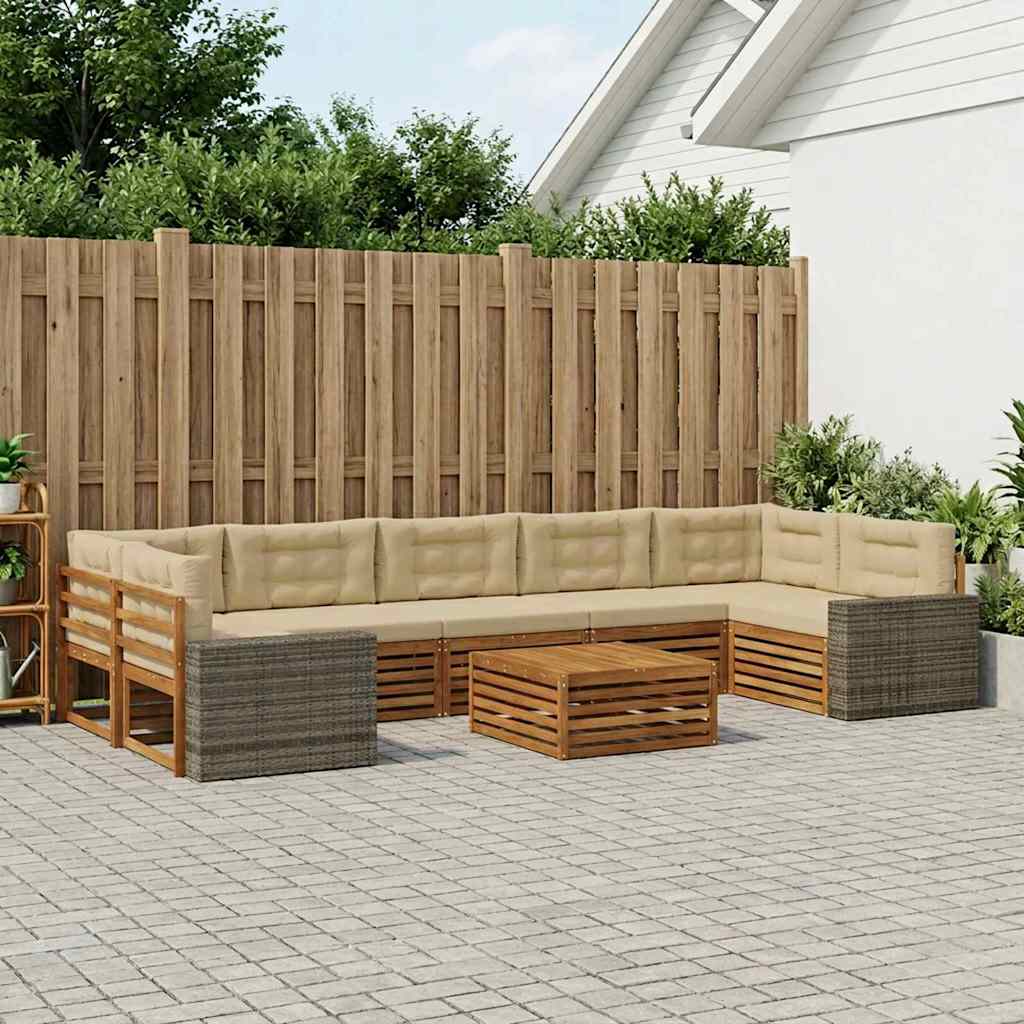 Buiten bankenset 8 pcs Natuurlijk en Beige