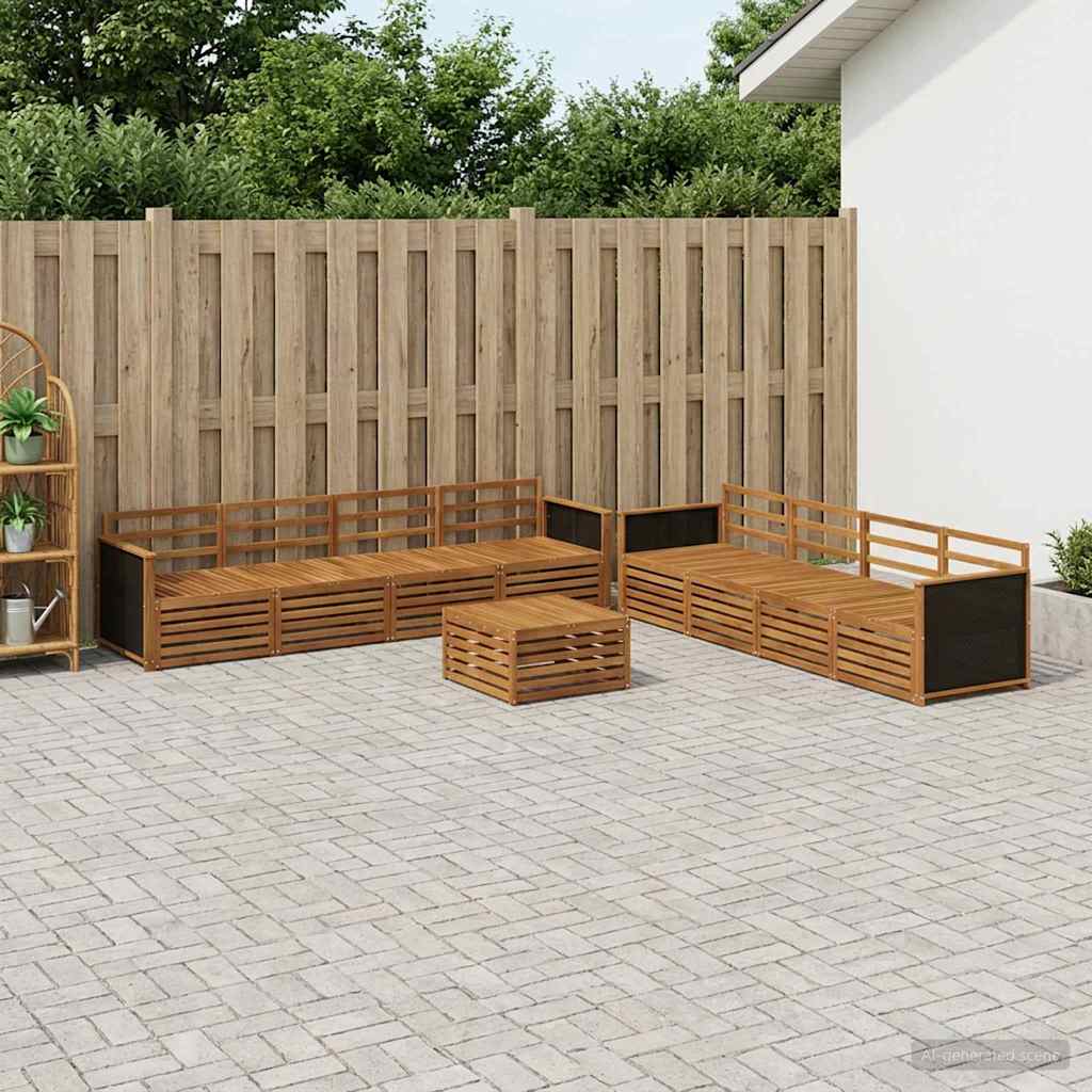 Buiten bankenset 9 pcs Naturel Massief acaciahout