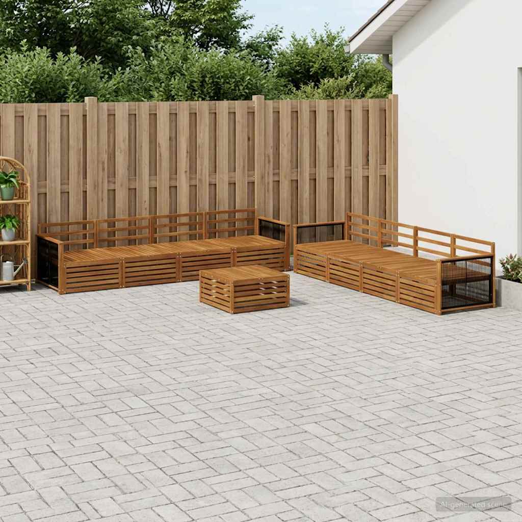 Buiten bankenset 9 pcs Naturel Massief Acaciahout