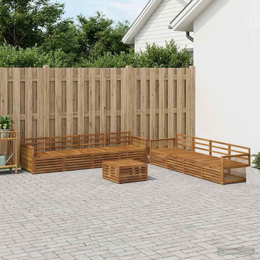 Buiten bankenset 9 pcs Naturel Massief Acaciahout
