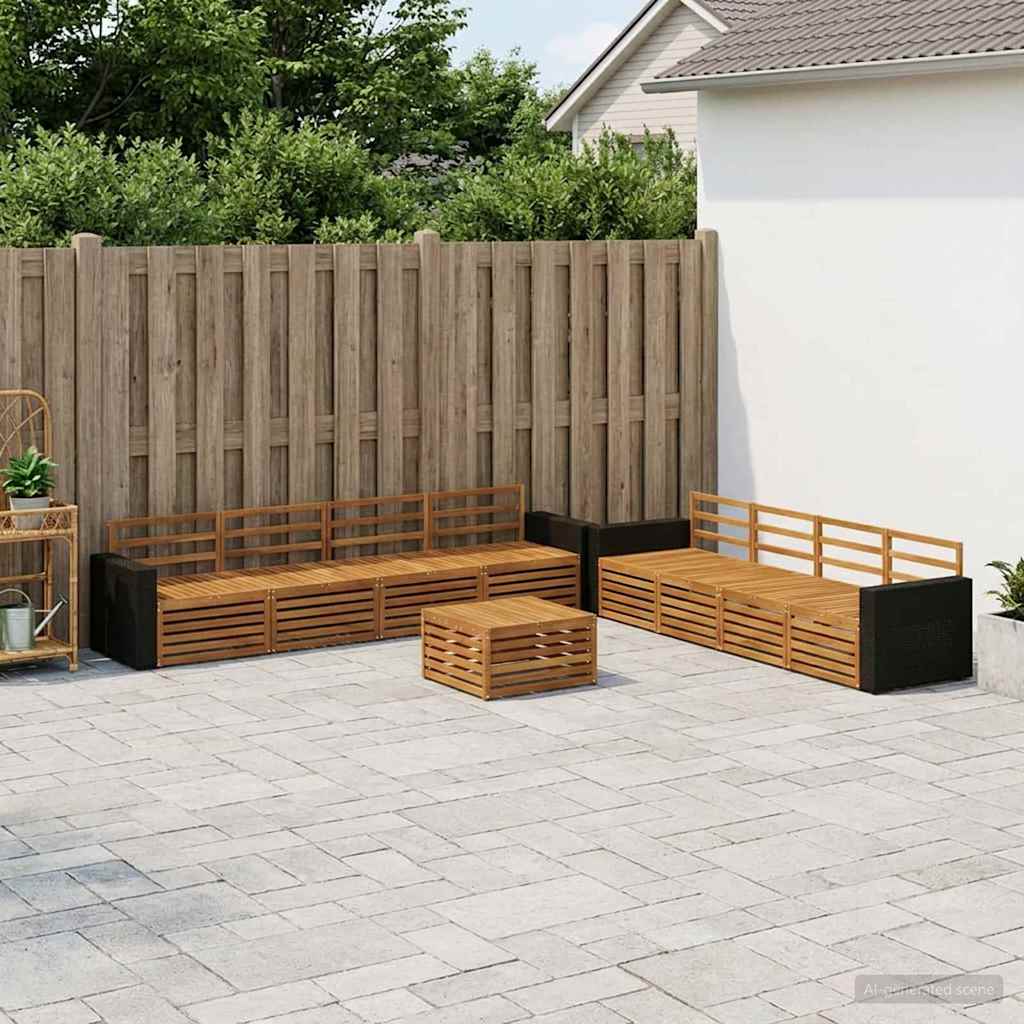 Buiten bankenset 9 pcs Naturel Massief acaciahout – afbeelding 1
