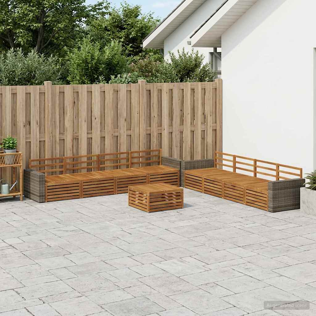 Buiten bankenset 9 pcs Naturel Massief acaciahout – afbeelding 1