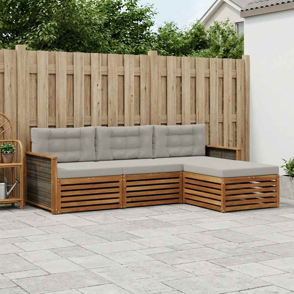 Buiten bankenset Naturel en lichtgrijs 249,5 x 162,5 x 73 cm