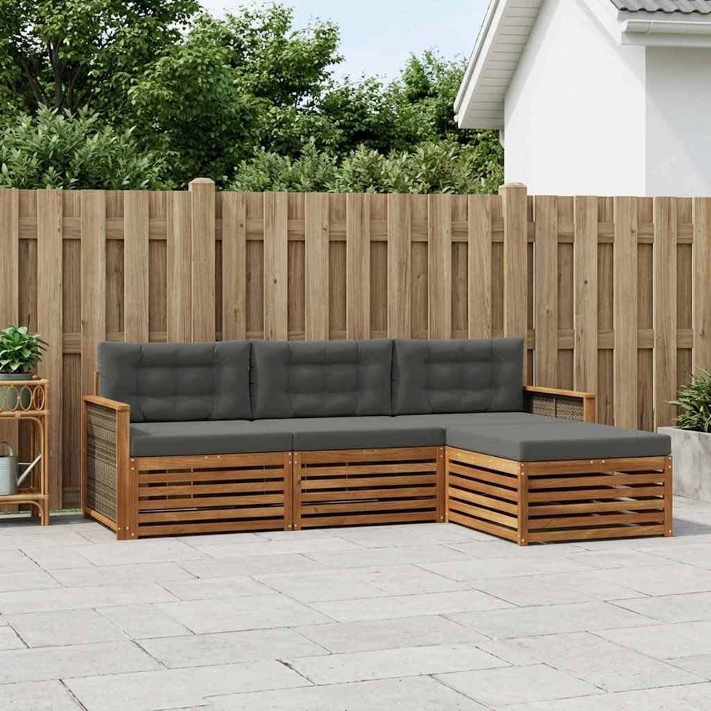 Buiten bankenset Natuurlijk en Antraciet 249,5 x 162,5 x 73 cm – afbeelding 1