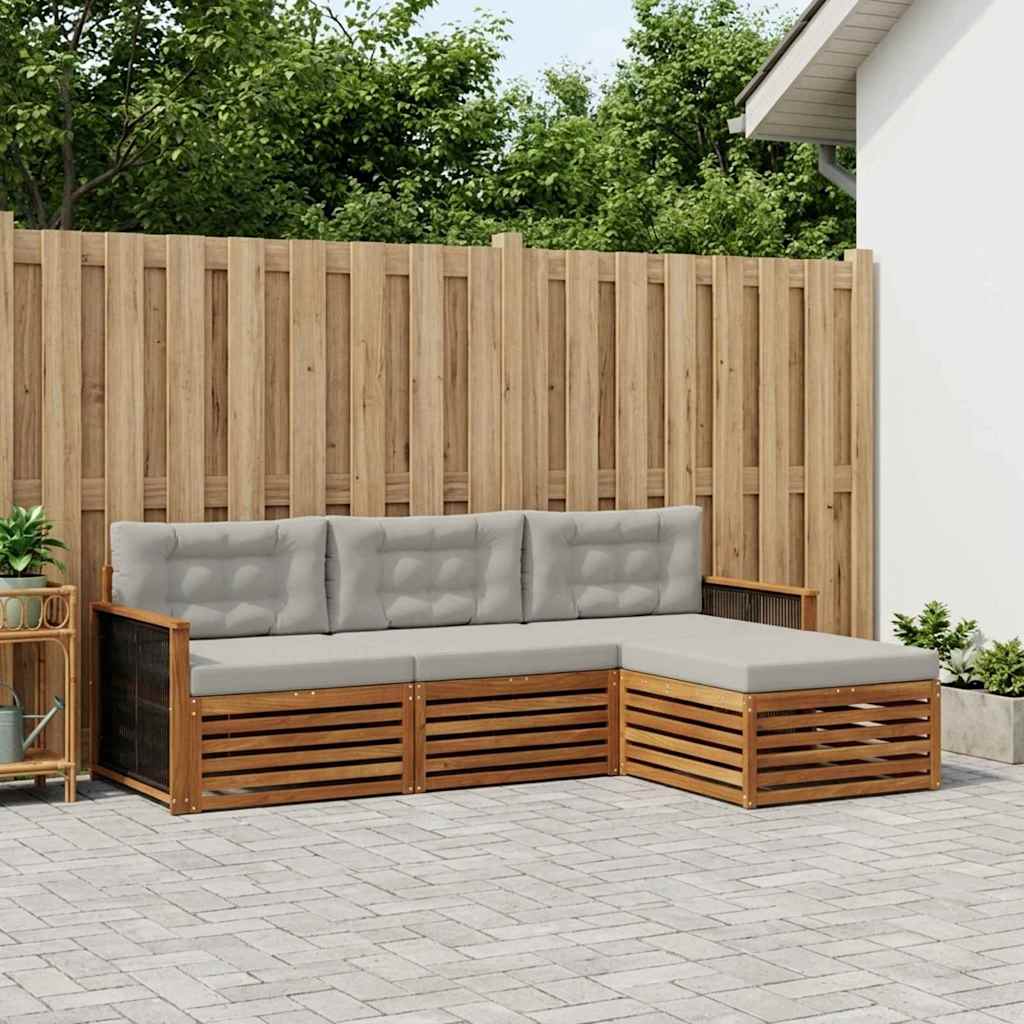 Buiten bankenset Naturel en lichtgrijs 249 x 162,5 x 73 cm – afbeelding 1