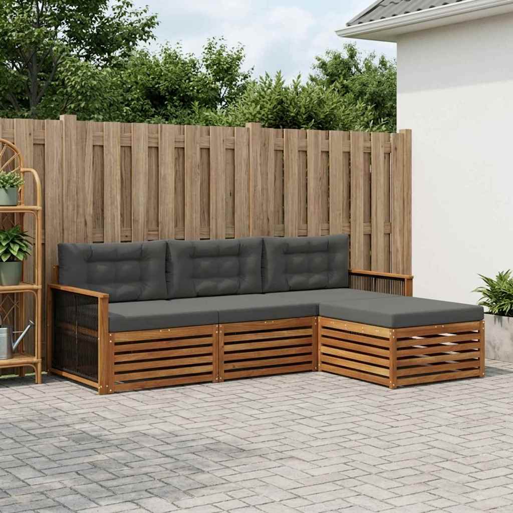 Buiten bankenset Natuurlijk en Antraciet 249 x 162,5 x 73 cm – afbeelding 1