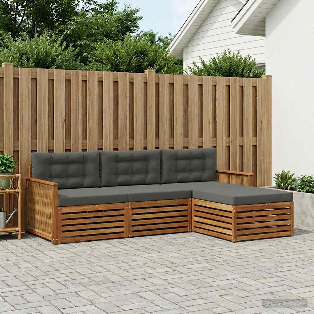 Buiten bankenset Natuurlijk en Antraciet 249 x 162,5 x 73 cm – afbeelding 1