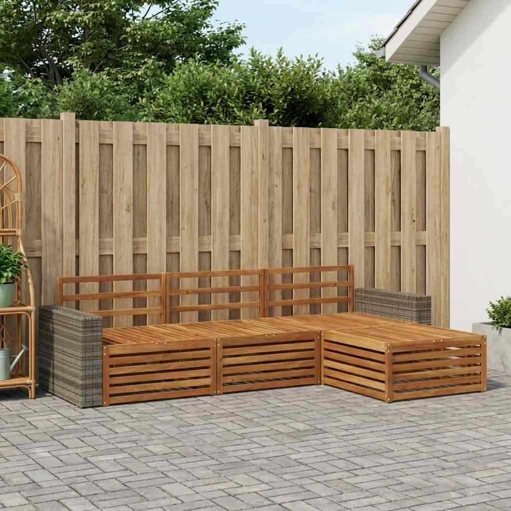 Buiten bankenset 4 pcs Naturel Massief Acaciahout
