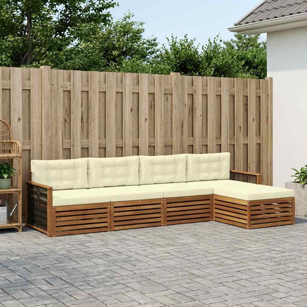 Buiten bankenset met kussen 5 pcs Natuurlijk en Crème – afbeelding 1