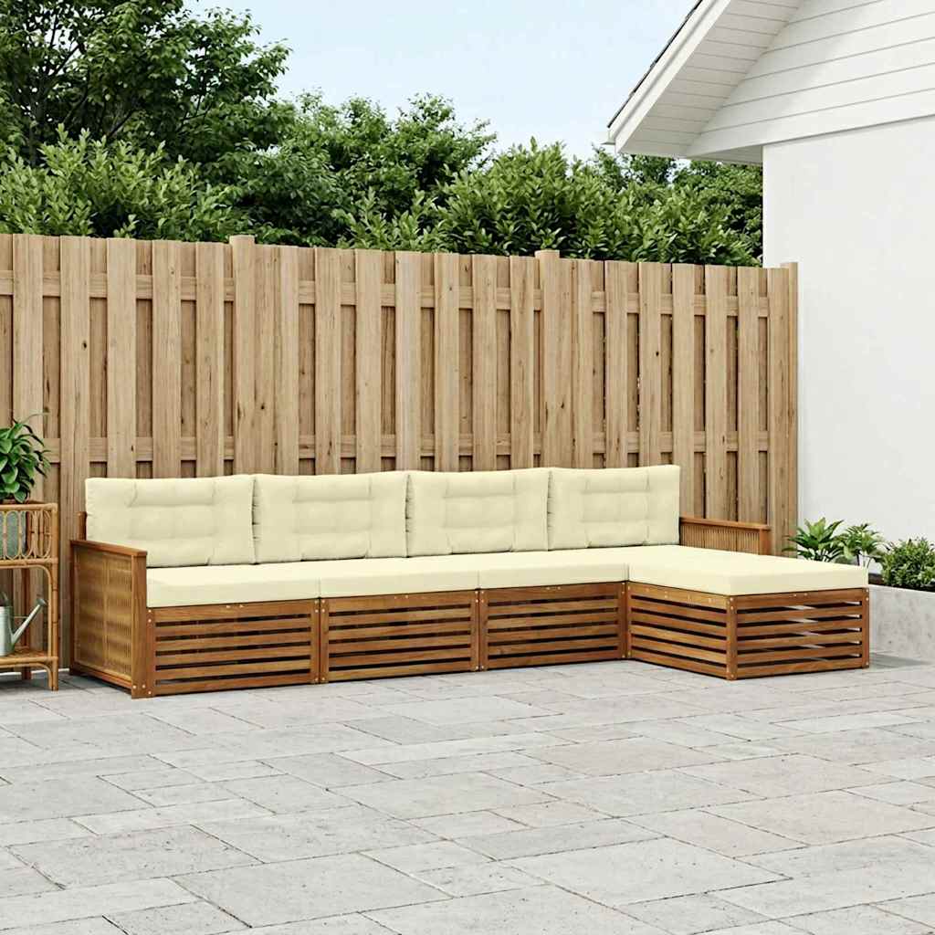 Buiten bankenset met kussen 5 pcs Natuurlijk en Crème
