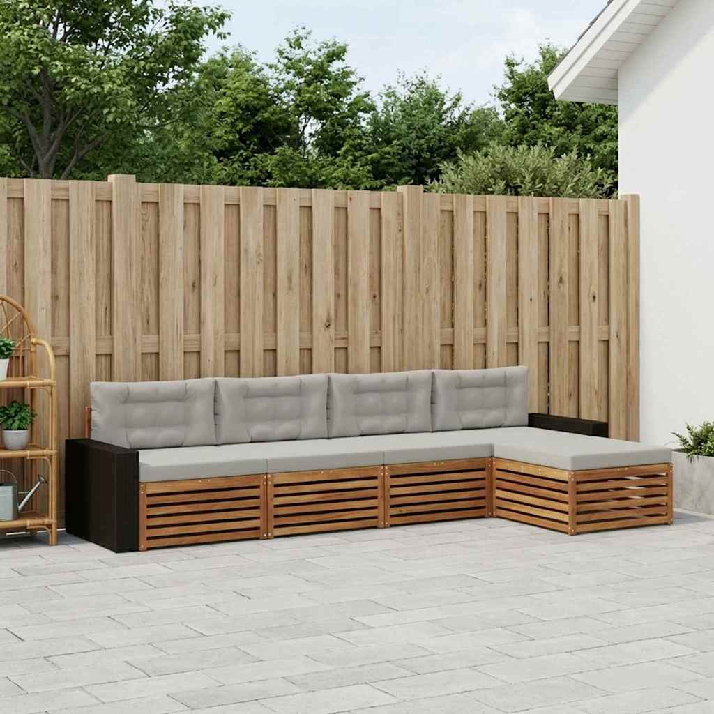 Buiten bankenset 5 pcs Naturel en lichtgrijs Polyester