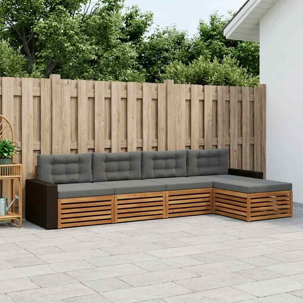 Buiten bankenset 5 pcs Natuurlijk en Antraciet Polyester – afbeelding 1